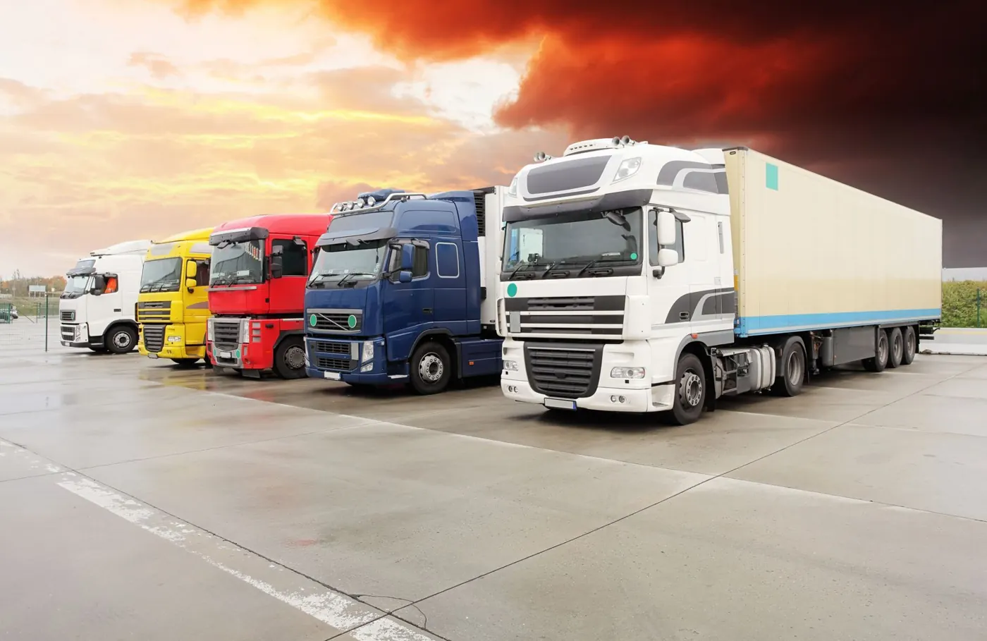Fleet of haulage trucks