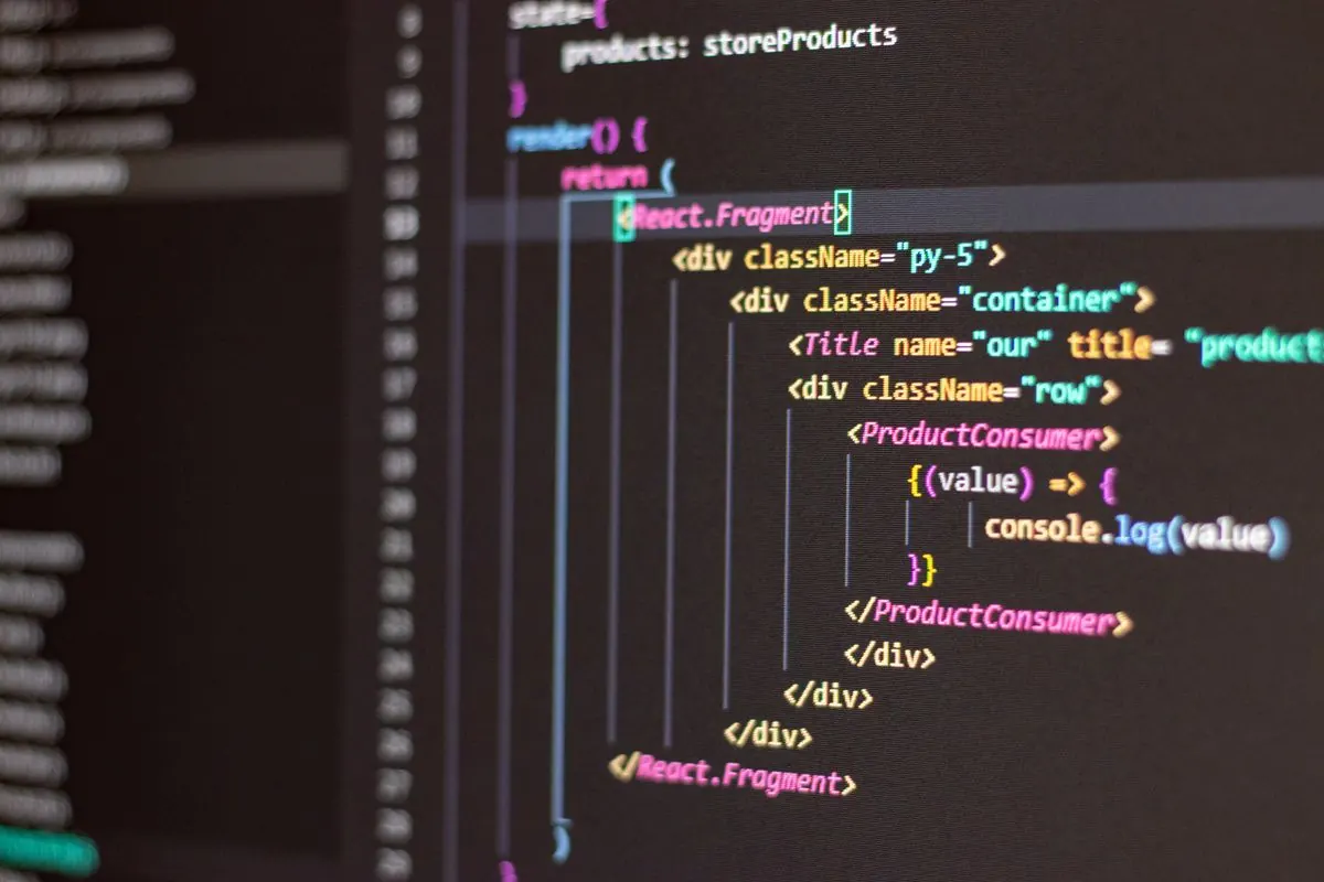 Source code on a developer screen